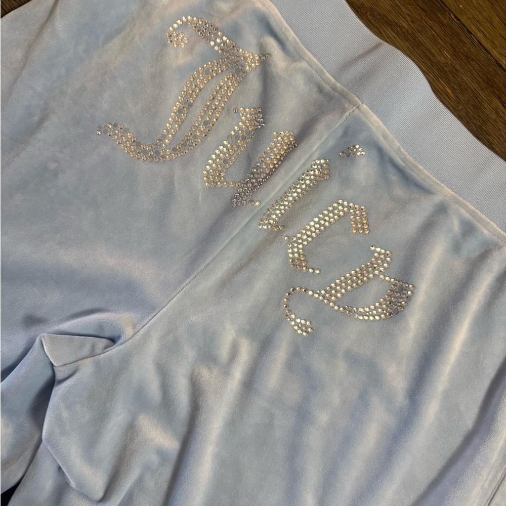Juicy Couture Light Blue Velour Logo Detail Pants